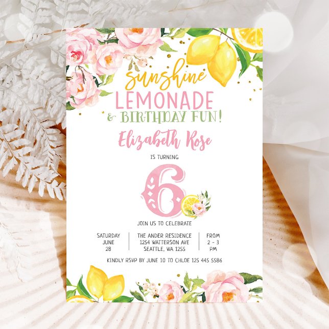 Lemon Floral Birthday Party Invitation (Creator Uploaded)