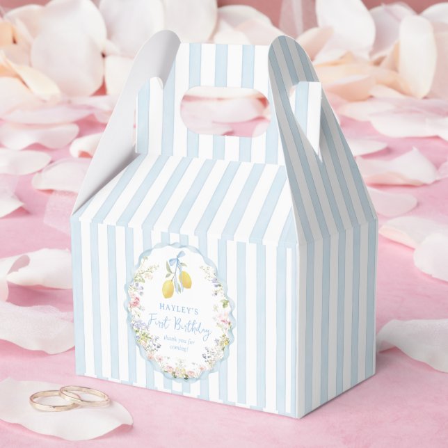 Lemon Floral Blue Birthday Favour Box (Wedding)