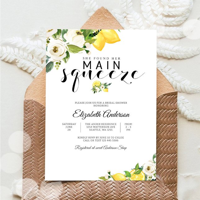 Lemon Floral Bridal Shower Invitation (Creator Uploaded)
