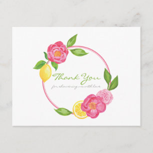 Lemon Floral Citrus Baby Shower Thank You Note Card