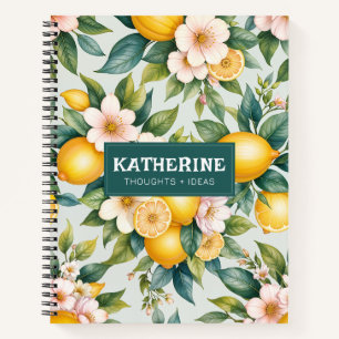 Lemon floral citrus personalized name ideas notebook