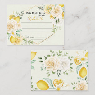 Lemon Floral Date Night Ideas Bridal Shower  Enclosure Card