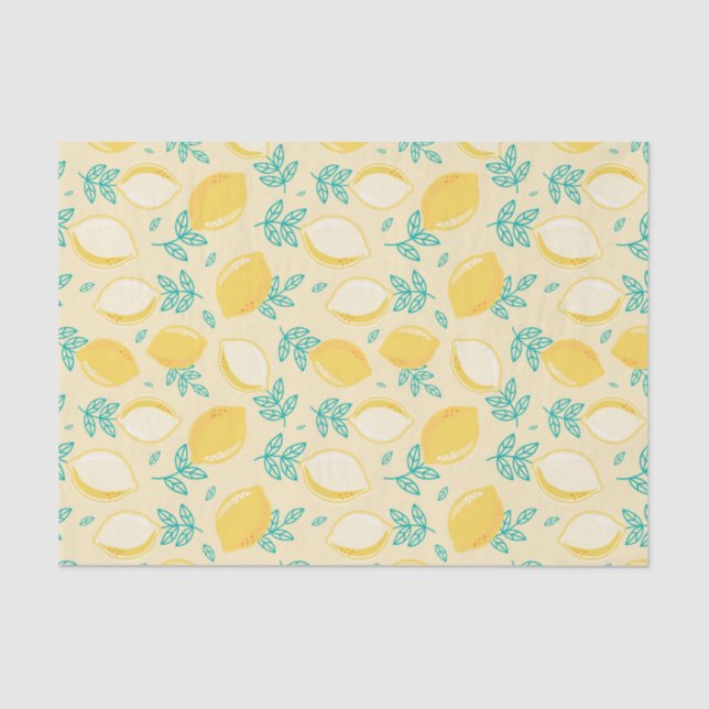 Lemon Floral Fruit Pattern Decoupage Tissue Paper (Front)