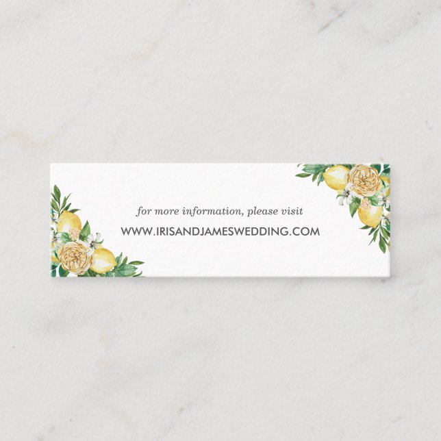 Lemon Floral Greenery Wedding Website Card Mini (Front)
