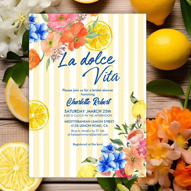 Lemon floral italian summer Bridal shower Invitation (Creator Uploaded)
