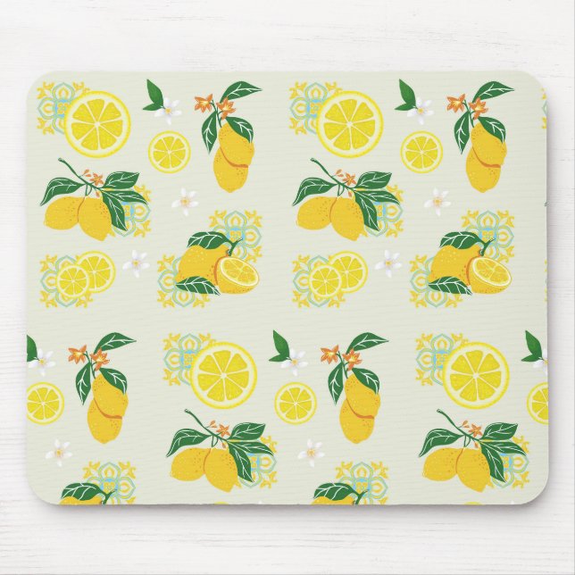 Lemon Floral Mouse Pad (Front)