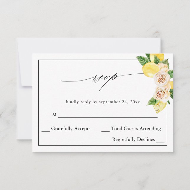 Lemon Floral no Meal RSVP V2 (Front)