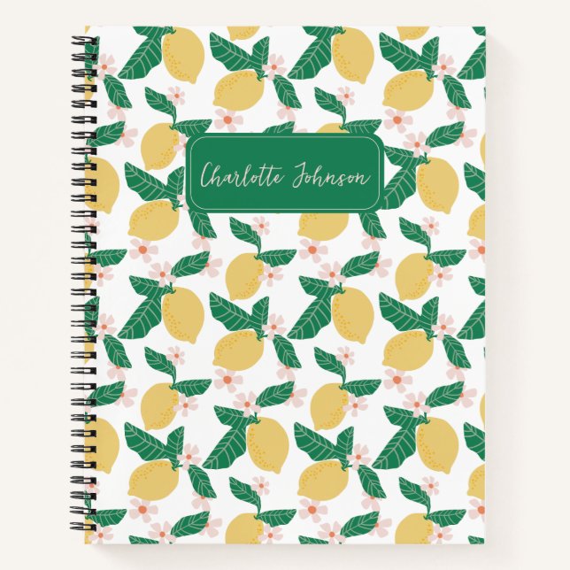 Lemon Floral Personalized Notebook (Front)