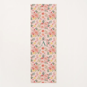Lemon  Floral pink Peony rustic Pattern monogram Yoga Mat