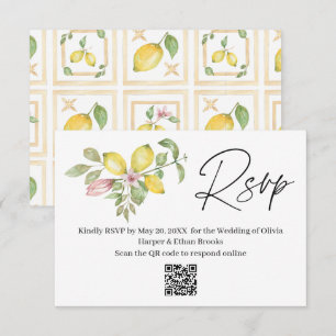 Lemon Floral Summer Wedding RSVP Card