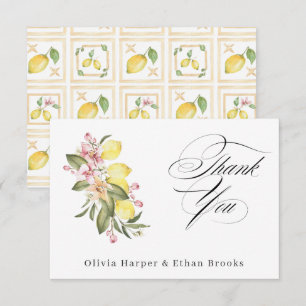 Lemon Floral Summer Wedding Thank You Card
