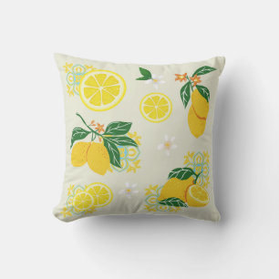 Lemon Floral Throw Pillow