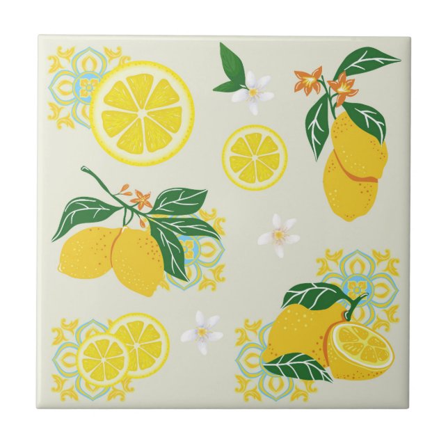 Lemon Floral Tile (Front)