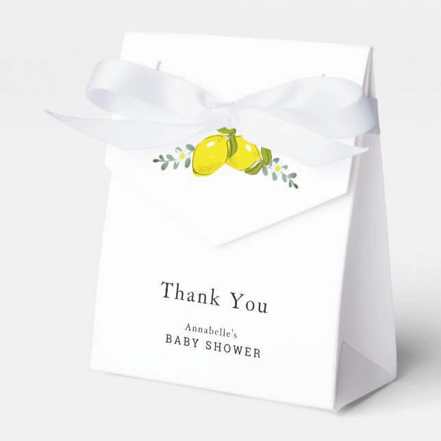 Lemon Floral White Simple Baby Shower Gift Box (Front Side)