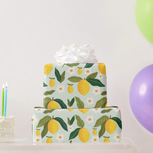 Lemon Flower Greenery Wrapping Paper