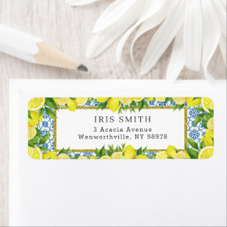 Lemon Foliage Mediterranean Return Address Label