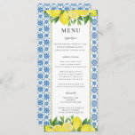 Lemon Foliage Mediterranean Wedding Menu Card<br><div class="desc">Lemon Foliage Mediterranean Wedding Invitation featuring a Lemon Foliage Mediterranean background, and a modern marriage invitation template. Click on the “Customize it” button for further customization of this template. You will be able to modify all text, including the style, colours, and sizes. You will find matching items further down the...</div>