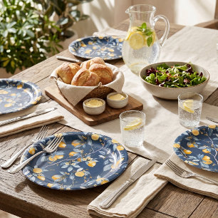 Lemon French Country Citrus Pattern  Paper Plate