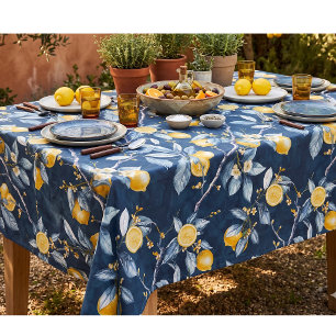 Lemon French Country Citrus Pattern Tablecloth