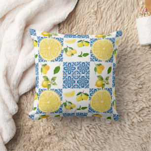 Lemon French Country Tile Elegant Modern Pattern Throw Pillow