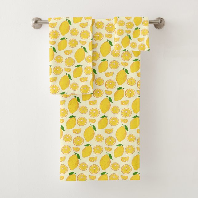 LEMON FRESH FRUIT PATTERN BATH TOWEL SET (Insitu)