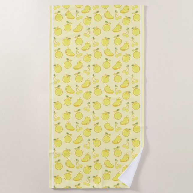 LEMON FRESH FRUIT PATTERN BEACH TOWEL (Front)
