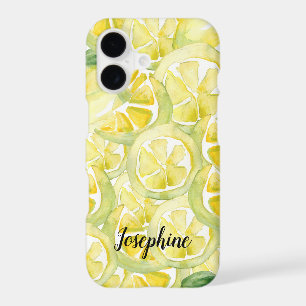 Lemon Fresh: Personalized Watercolor Lemons Phone