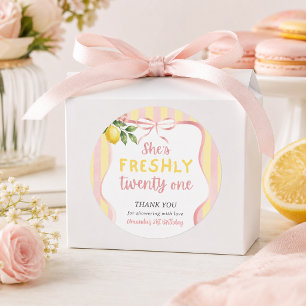 Lemon Freshly 21 Pink Lemonade Birthday Party Classic Round Sticker