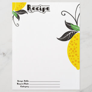 lemon fruit baking cookbook recipe letterhead
