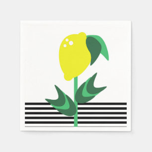 Lemon Fruit Garden Plant Stripes    Napkin