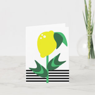 Lemon Fruit Garden Plant Stripes  Note Card