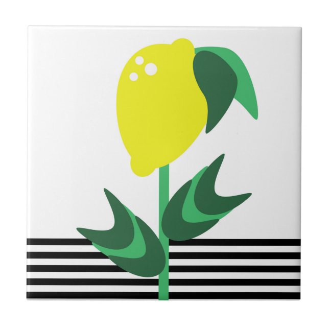 Lemon Fruit Garden Plant Stripes   Tile (Front)