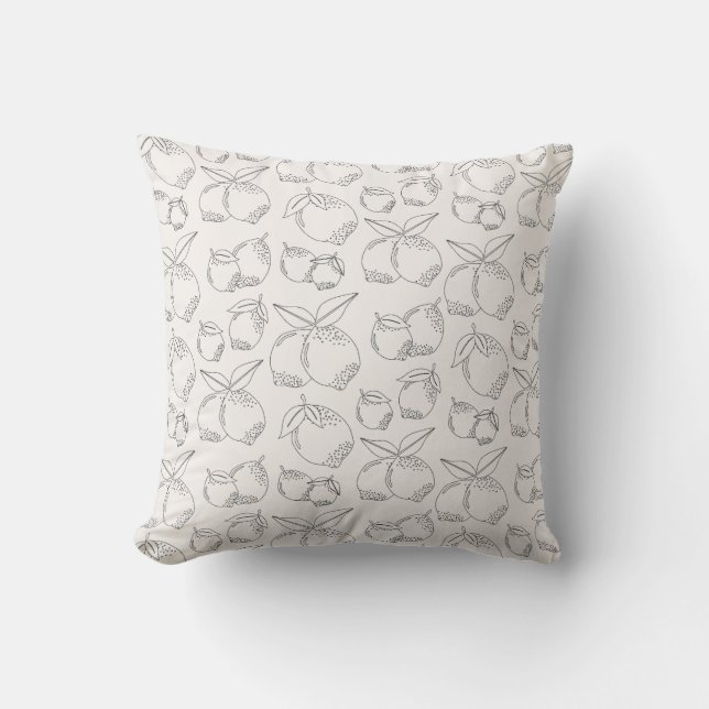Lemon Fruit Market Minimal Line Throw Pillow (Front)