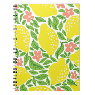 Lemon fruit pattern. Seamless summer citrus patter Notebook
