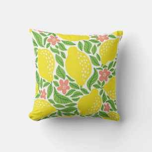 Lemon fruit pattern. Seamless summer citrus patter Throw Pillow