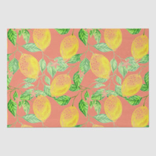 Lemon fruit pattern yellow and peach pink tissue paper