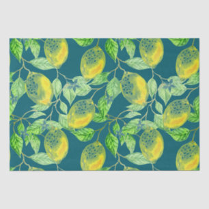 Lemon fruit pattern yellow blue green tissue paper