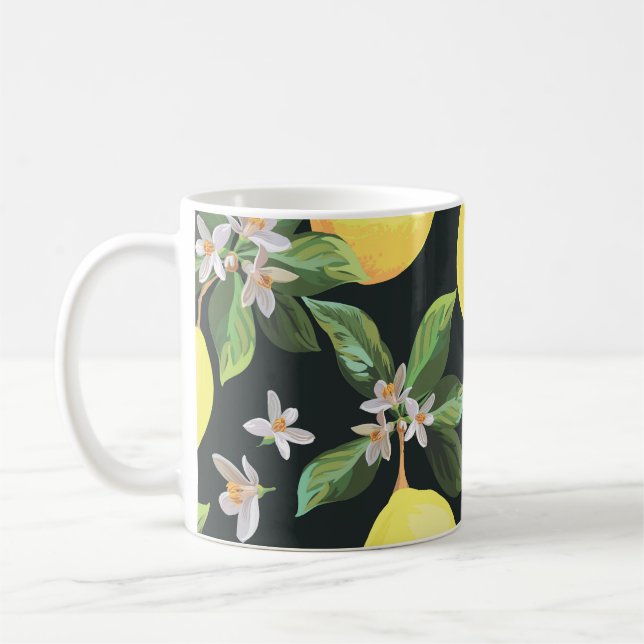Lemon Fruit: Seamless Pattern Design Coffee Mug (Left)