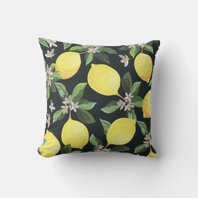Lemon Fruit: Seamless Pattern Design Throw Pillow (Front)