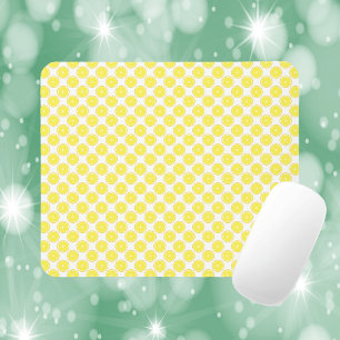 Lemon Fruit Slice Pattern Yellow Mouse Pad