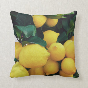 Lemon fruit tree throw pillow