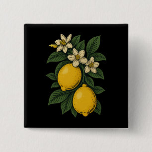 Lemon Fruit Vintage Art Lemon Farm 2 Inch Square Button