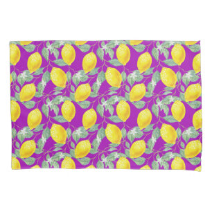 LEMON FRUITS IN PURPLE BACKGROUND PILLOWCASE