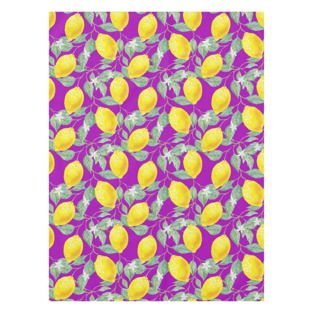 LEMON FRUITS IN PURPLE BACKGROUND TABLECLOTH (Front)
