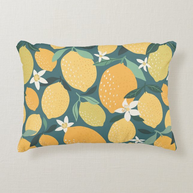 Lemon fruits seamless pattern accent pillow (Front)