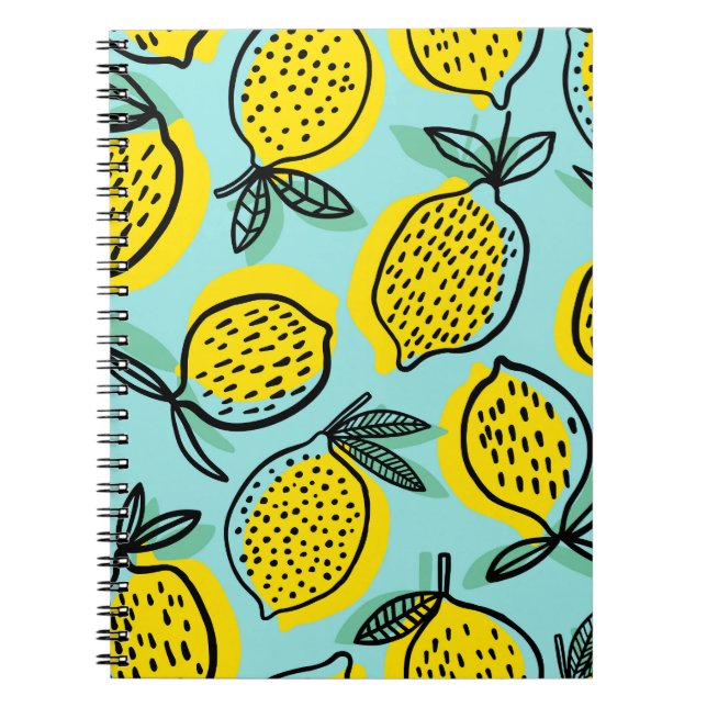 Lemon fruits: summer vintage pattern. notebook (Front)