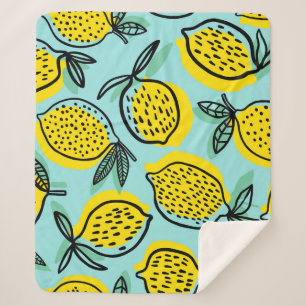 Lemon fruits: summer vintage pattern. sherpa blanket