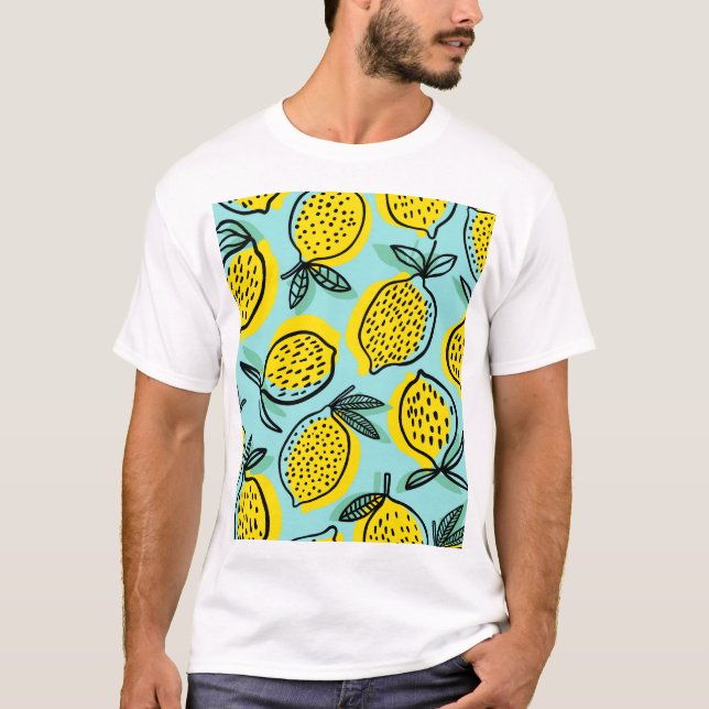 Lemon fruits: summer vintage pattern. T-Shirt (Front)