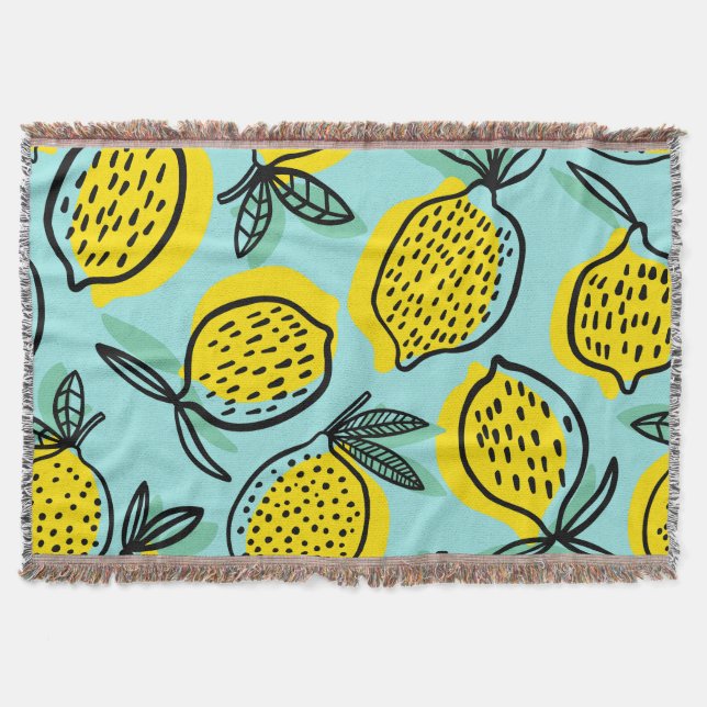 Lemon fruits: summer vintage pattern. throw blanket (Front)
