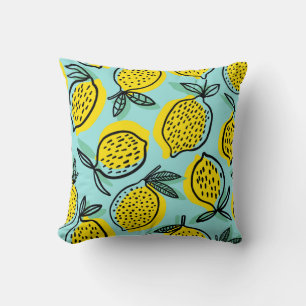 Lemon fruits: summer vintage pattern. throw pillow